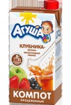 Компот, Агуша 500 г клубника яблоко черноплодная рябина с 3 лет